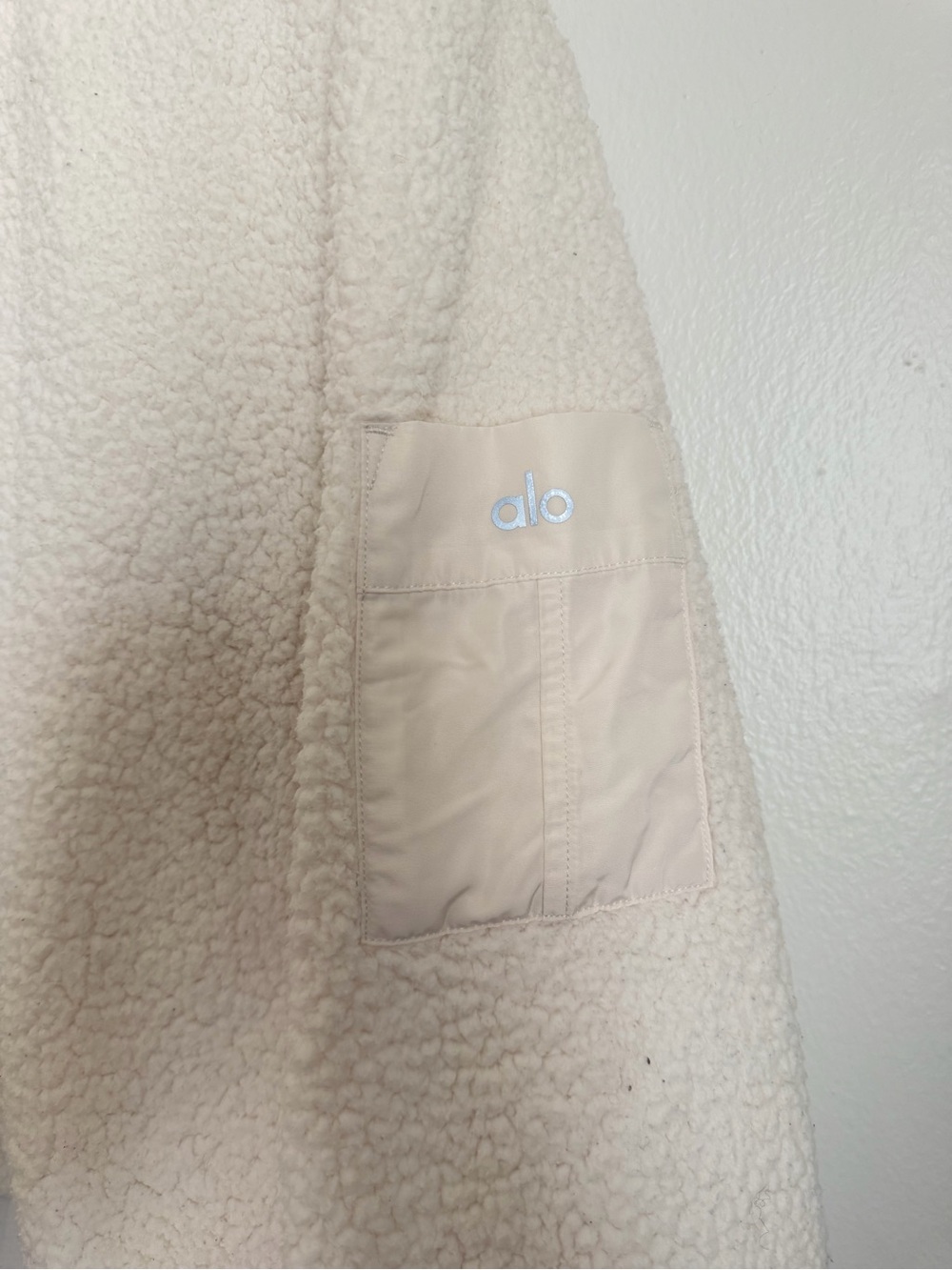 ALO Yoga Sherpa Cozy Sweater Half Zip Pullover Women Large Cream - Picture 4 of 10